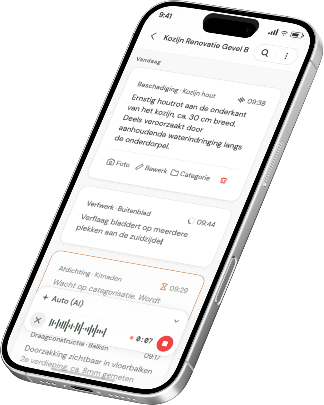 Kadero mobiele app — inspectie vastleggen op locatie